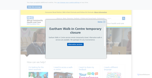 Security scan screenshot of https://www.wchc.nhs.uk/