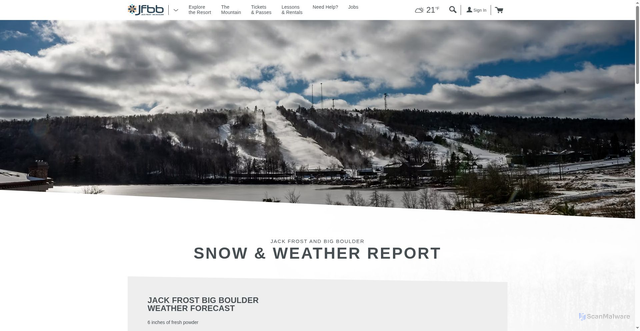 Security scan screenshot of https://www.jfbb.com/the-mountain/mountain-conditions/snow-and-weather-report.aspx