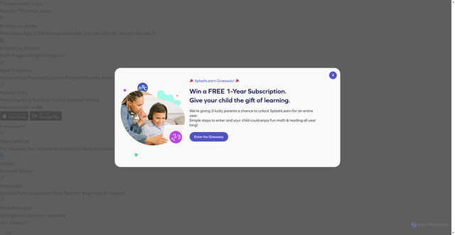 Security scan screenshot of https://www.splashlearn.com/math-vocabulary/number-sense/zero