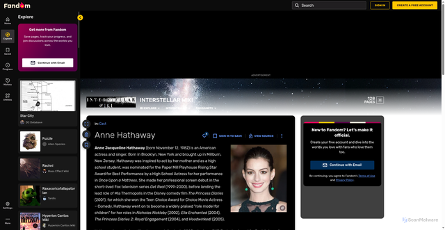 Security scan screenshot of https://interstellarfilm.fandom.com/wiki/Anne_Hathaway