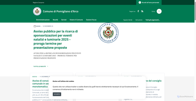 Security scan screenshot of https://www.comune.pomiglianodarco.na.it/