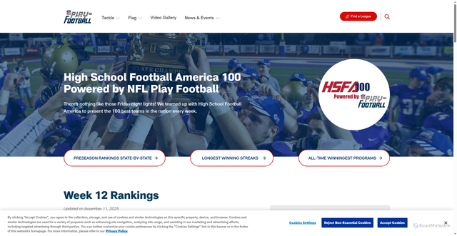Security scan screenshot of https://playfootball.nfl.com/news-events/high-school-football-rankings/