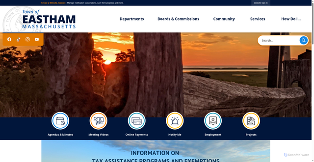 Security scan screenshot of https://eastham-ma.gov/
