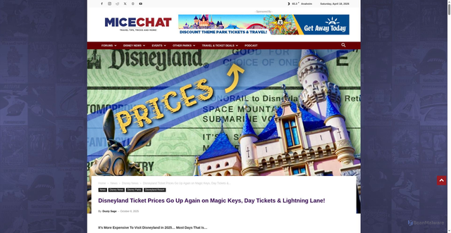 Security scan screenshot of https://www.micechat.com/336395-disneyland-ticket-guide-price-increase/