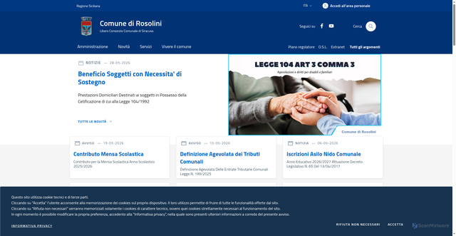 Security scan screenshot of https://www.comune.rosolini.sr.it