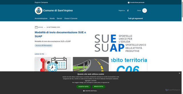 Security scan screenshot of https://www.comune.santarpino.ce.it/it
