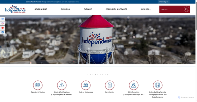 Security scan screenshot of https://independenceia.gov/