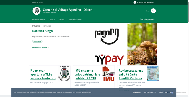 Security scan screenshot of https://www.comune.voltagoagordino.bl.it