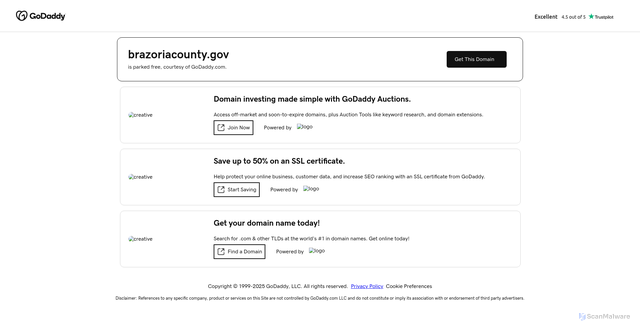 Security scan screenshot of https://brazoriacounty.gov/