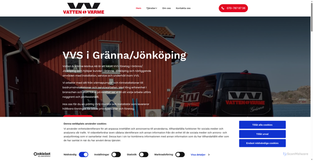 Security scan screenshot of https://vattenovarme-granna.se
