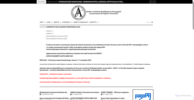 Security scan screenshot of https://www.na.archiworld.it/