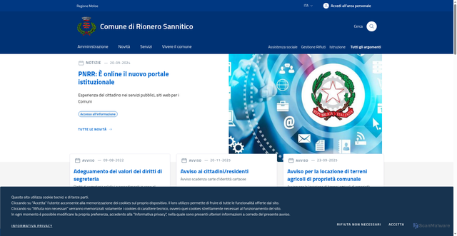 Security scan screenshot of https://www.comune.rionerosannitico.is.it