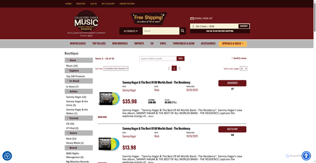 Security scan screenshot of https://www.ccmusic.com/sammy-hagar/b242296