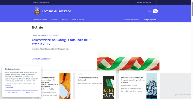 Security scan screenshot of https://www.comune.calestano.pr.it/