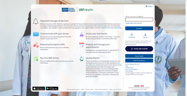 Security scan screenshot of https://mychart.tgh.org