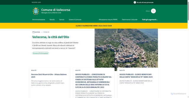 Security scan screenshot of https://www.comune.vallecorsa.fr.it/