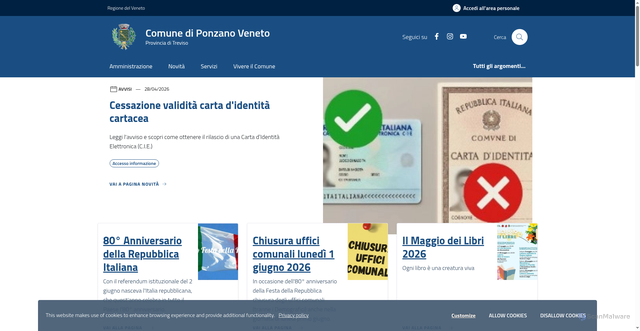 Security scan screenshot of https://www.comune.ponzanoveneto.tv.it