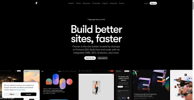 Security scan screenshot of https://framer.com/
