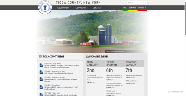 Security scan screenshot of https://tiogacountyny.gov/