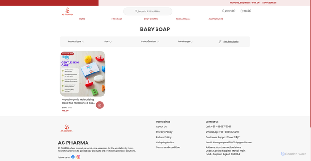 Security scan screenshot of https://aspharma.online/collection/QGSGAq50