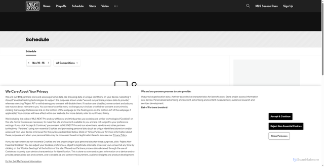 Security scan screenshot of https://www.mlsnextpro.com/schedule/matches