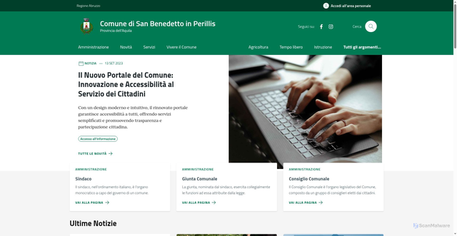 Security scan screenshot of https://comune.sanbenedettoinperillis.aq.it/