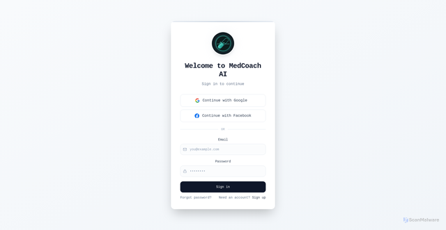 Security scan screenshot of https://med-coach-ai.com/login