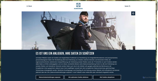Security scan screenshot of https://www.bundeswehr.de/de/organisation/marine