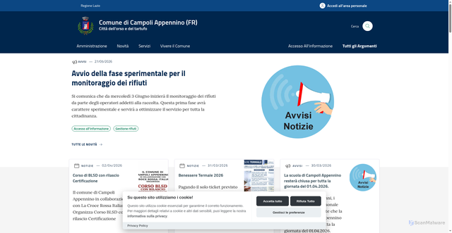 Security scan screenshot of https://www.comune.campoliappennino.fr.it