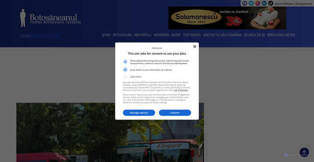 Security scan screenshot of https://botosaneanul.ro