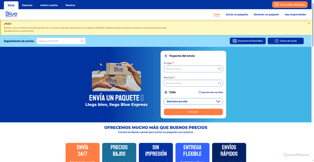 Security scan screenshot of https://blue.cl