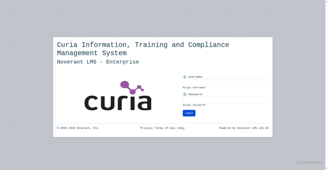 Security scan screenshot of https://curia.noverant.com