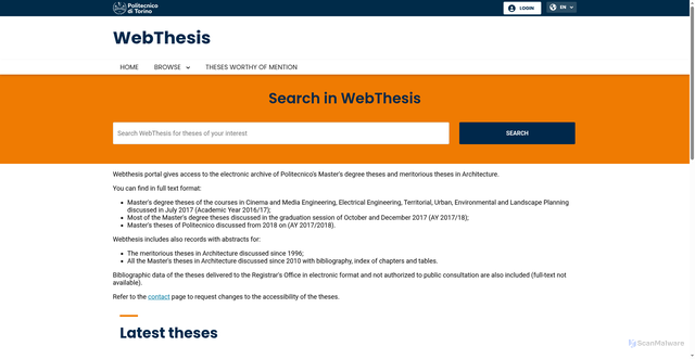 Security scan screenshot of https://webthesis.biblio.polito.it