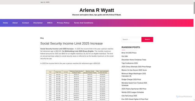 Security scan screenshot of https://arlenarwyatte.pages.dev/bhshi-social-security-income-limit-2025-increase-tggkk/