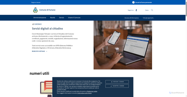 Security scan screenshot of https://www.comune.fumane.vr.it/