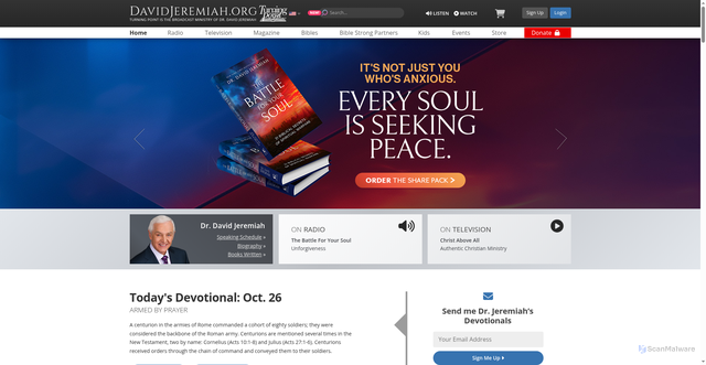 Security scan screenshot of https://www.davidjeremiah.org