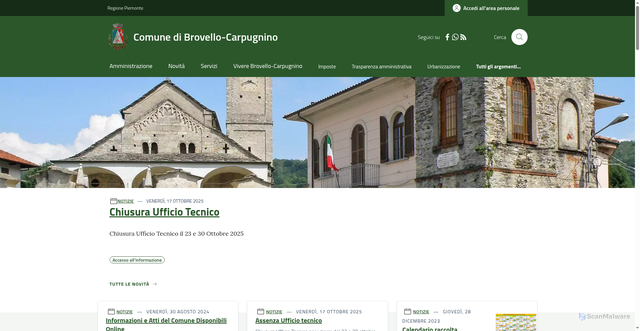 Security scan screenshot of https://www.comune.brovellocarpugnino.vb.it/