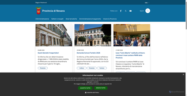 Security scan screenshot of https://www.provincia.novara.it