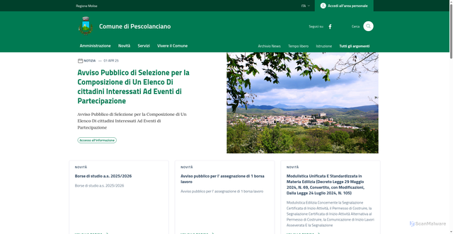 Security scan screenshot of https://www.comune.pescolanciano.is.it