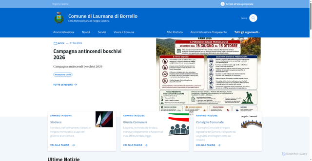Security scan screenshot of https://www.comune.laureanadiborrello.rc.it/