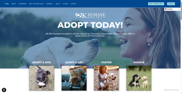 Security scan screenshot of https://okhumane.org/