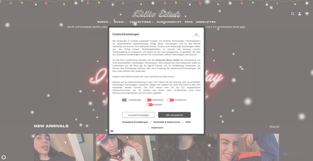 Security scan screenshot of https://www.billieeilishstore.de/