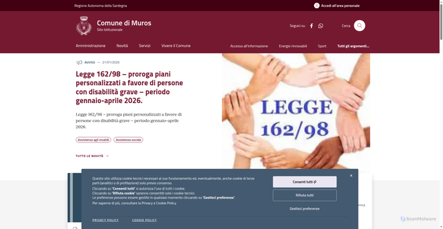 Security scan screenshot of https://www.comune.muros.ss.it/