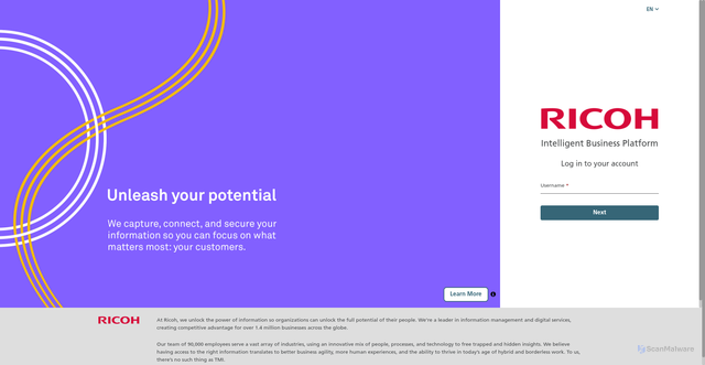 Security scan screenshot of https://ricohibp.com