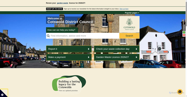 Security scan screenshot of http://www.cotswold.gov.uk