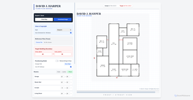 Security scan screenshot of https://davidharperfloorplans-yj2u36m5ex.edgeone.app/