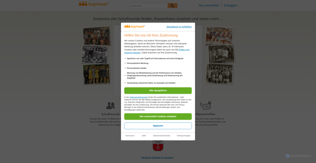 Security scan screenshot of https://stayfriends.de