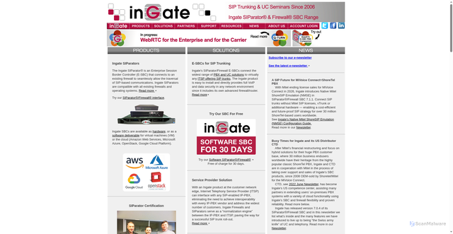 Security scan screenshot of https://ingate.se