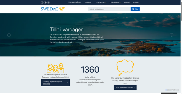 Security scan screenshot of https://www.swedac.se