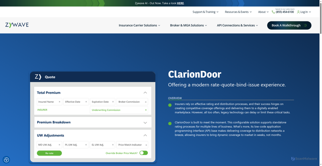 Security scan screenshot of https://clariondoor.com